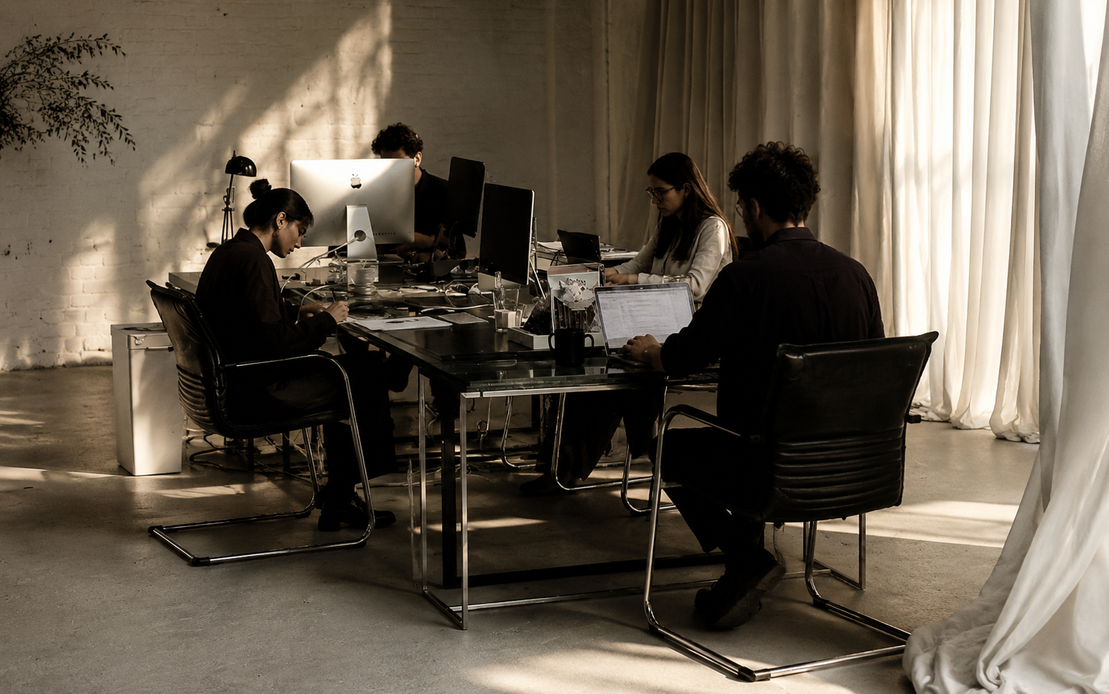 Beat It creative team working in a sunlit studio