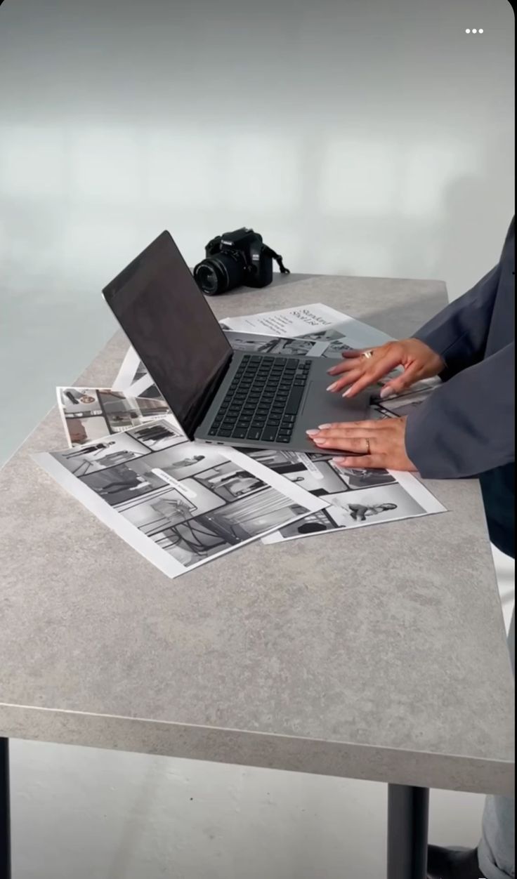 Content storyboards on a studio table
